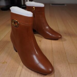 Lauren Ralph Lauren Wynne Bootie Tan Size 5 B Burnished Calf Brand New